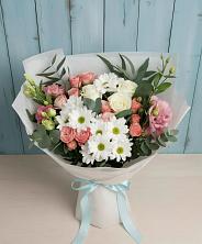 Букет цветов из:  Розы, Лизиантусы и Хризантемы в Зубово Республика Башкортостан