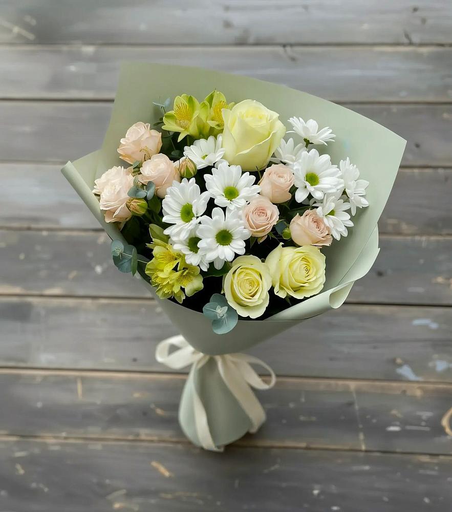Букет цветов из: Альстромерии, Розы и Хризантемы в Зубово Республика Башкортостан
