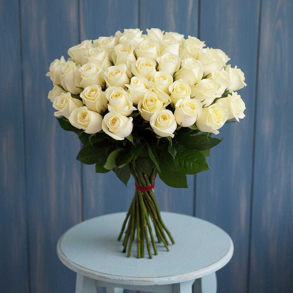 Букет 51 Белая роза Эдлесс Лав в Зубово Республика Башкортостан