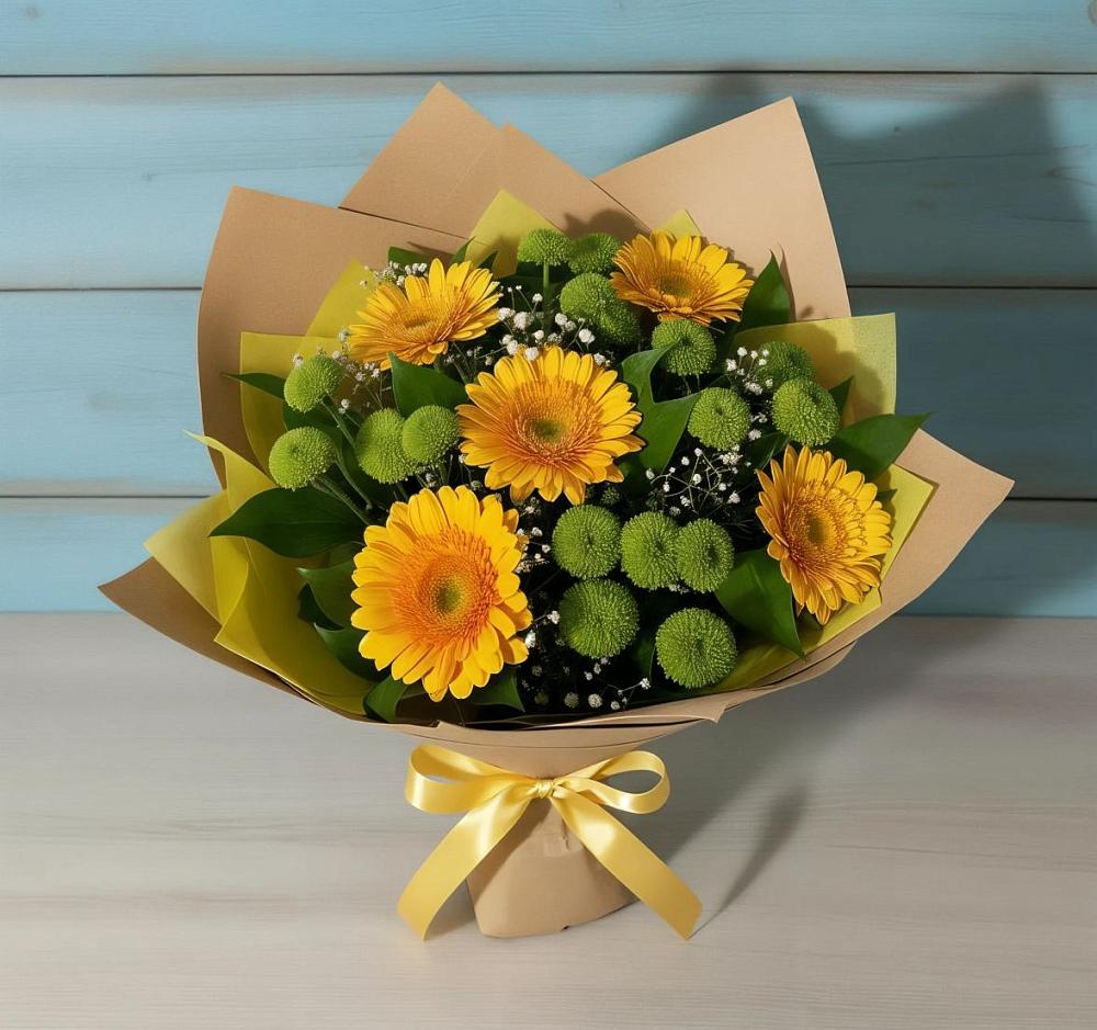 Букет цветов из: Герберы и Хризантемы в Зубово Республика Башкортостан