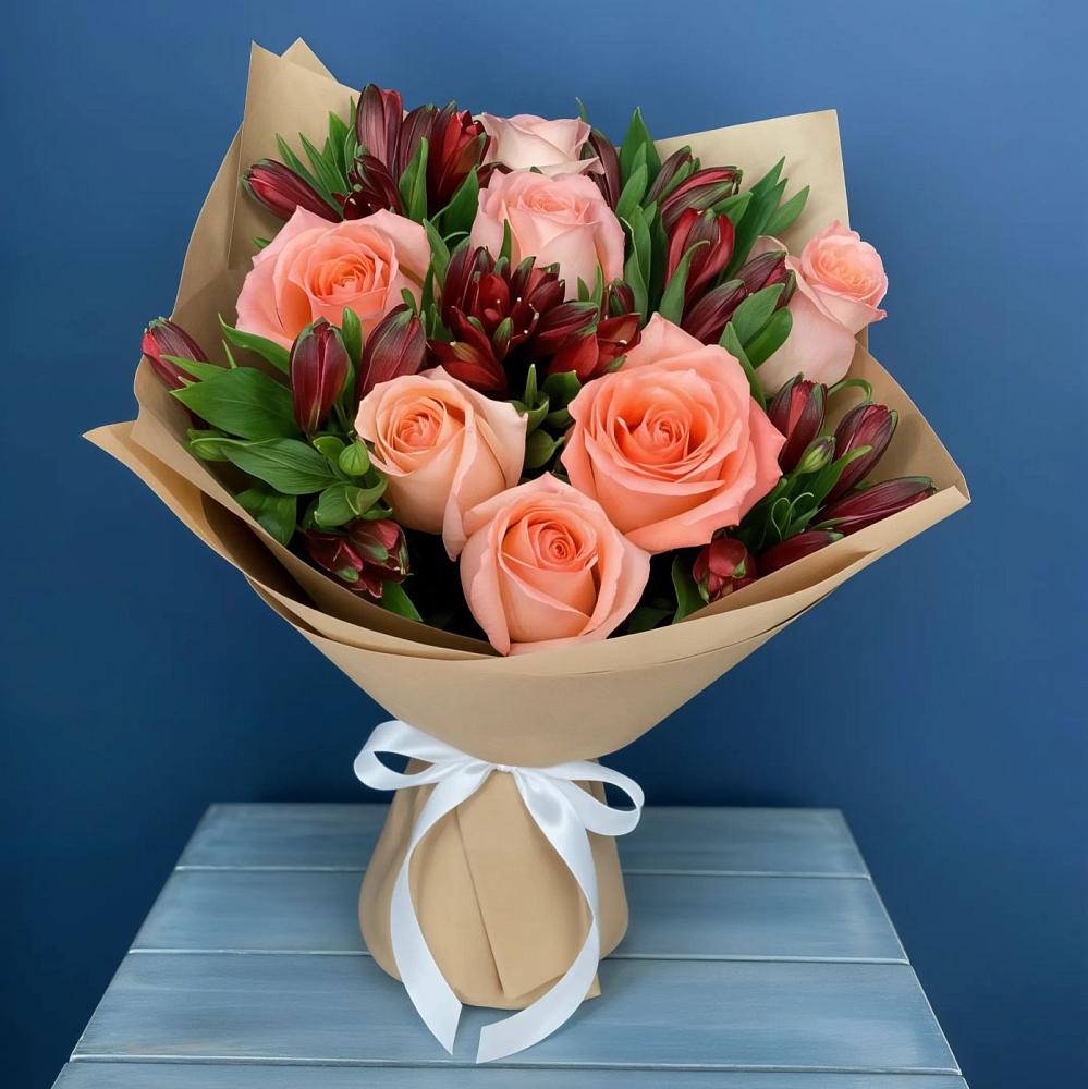 Букет цветов из: Розы и Альстромерии в Зубово Республика Башкортостан