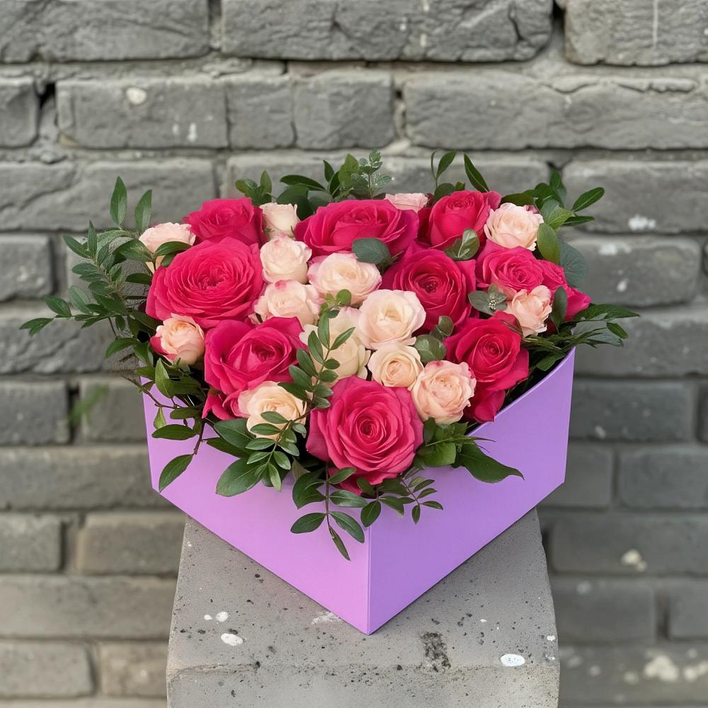 Цветочная композиция из Розы в коробке в Зубово Республика Башкортостан