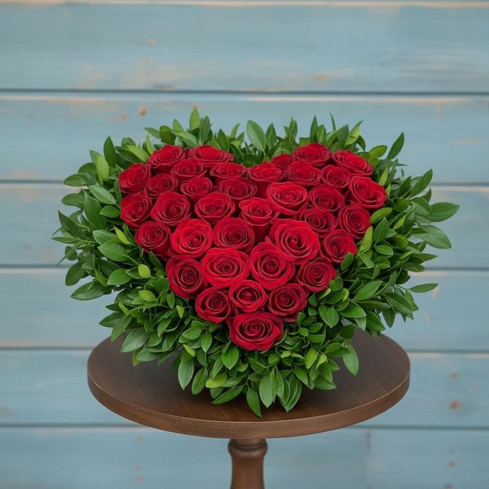 Цветочная композиция из Розы в виде сердца в Зубово Республика Башкортостан