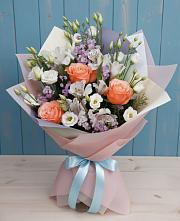 Букет цветов из:  Лизиантусы, Розы, Альстромерии и Гипсофила #REPLACE_PRED# Зубово Республика Башкортостан