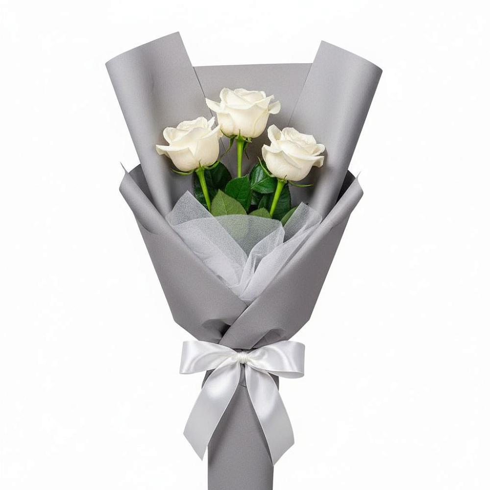 Букет 3 белые розы в Зубово Республика Башкортостан