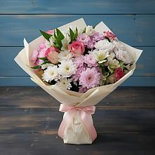 Букет цветов из:  Хризантемы, Альстромерии и Розы #REPLACE_PRED# Зубово Республика Башкортостан