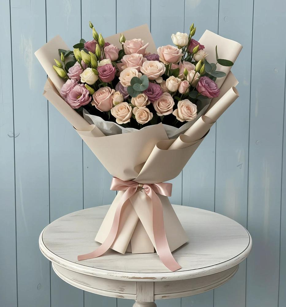 Букет цветов из: Розы и Лизиантусы в Зубово Республика Башкортостан