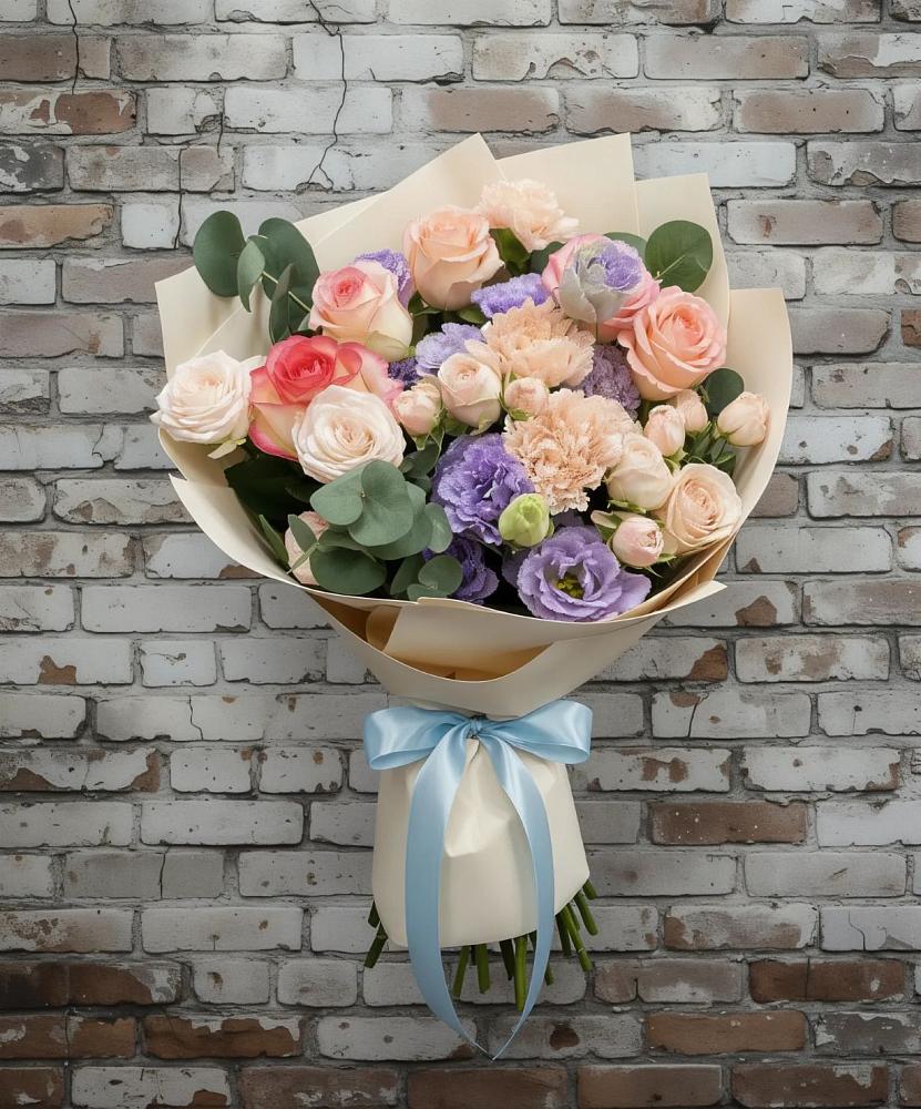 Букет цветов из: Розы, Лизиантусы и Гвоздики в Зубово Республика Башкортостан