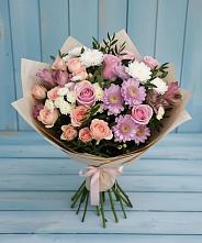 Букет цветов из:  Хризантемы, Розы и Альстромерии в Зубово Республика Башкортостан