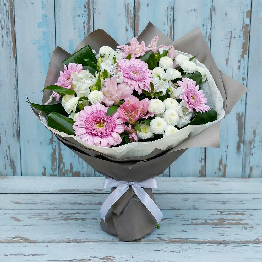 Букет цветов из: Герберы, Альстромерии и Хризантемы в Зубово Республика Башкортостан