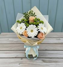 Букет цветов из:  Герберы, Розы и Хризантемы в Зубово Республика Башкортостан