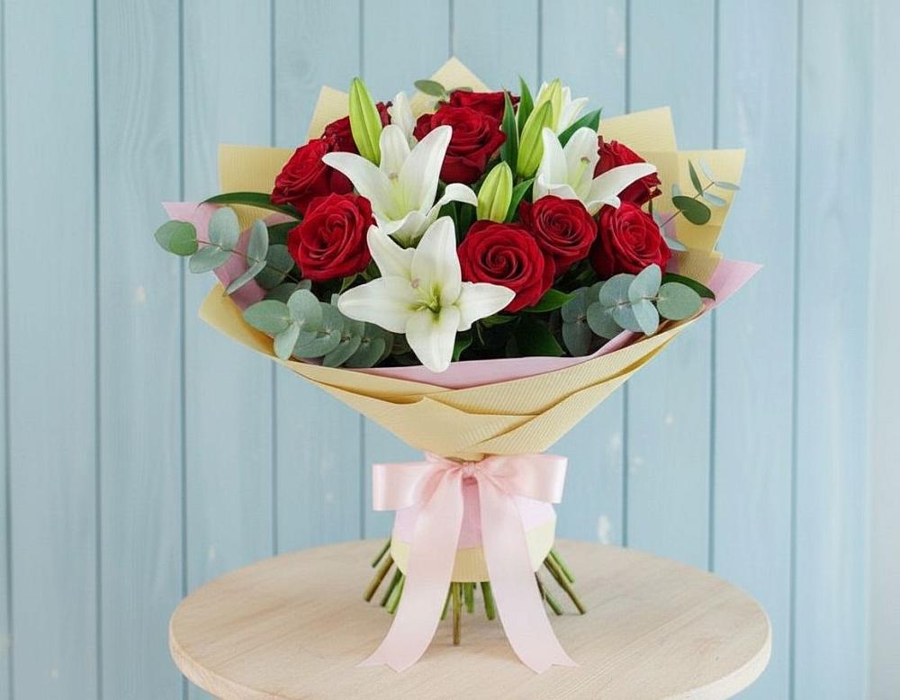 Букет цветов из: Лилии и Розы в Зубово Республика Башкортостан